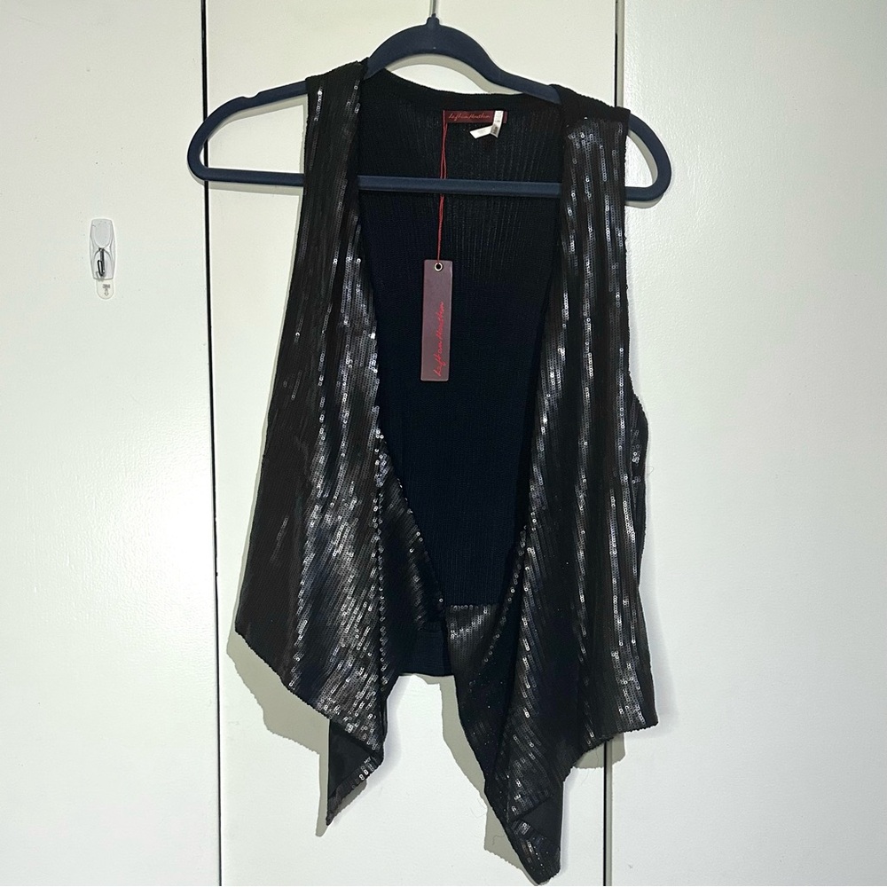 Matte Sequin Navy Blue Vest for Women NWT